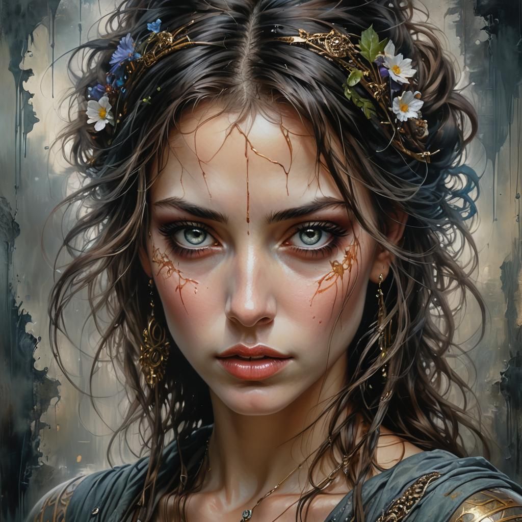 Hyperrealistic Woman's Portrait in Graffiti Art Style