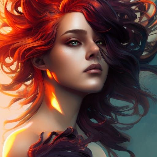 Dark Phoenix Portrait in Hyperdetailed Digital Art