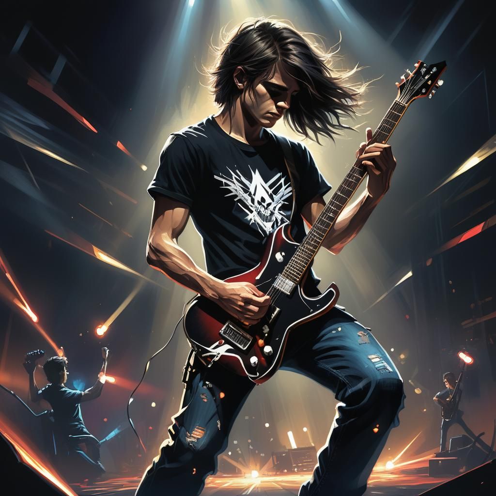 Metal Music Concert Art in Graphic Novel Style