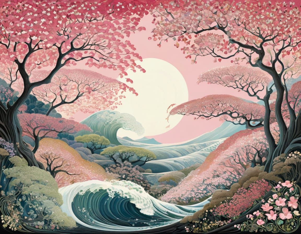 Dogwood Blossoms in Watercolor Illustration Style