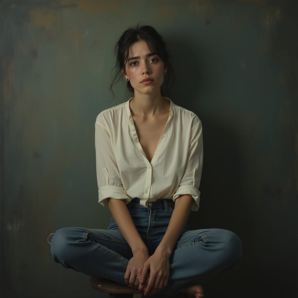 Woman's Solitude: A Melancholic Scene