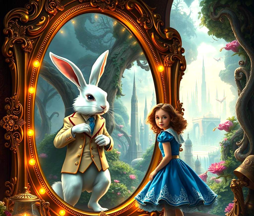 Alice in Wonderland: White Rabbit Enters the Looking Glass