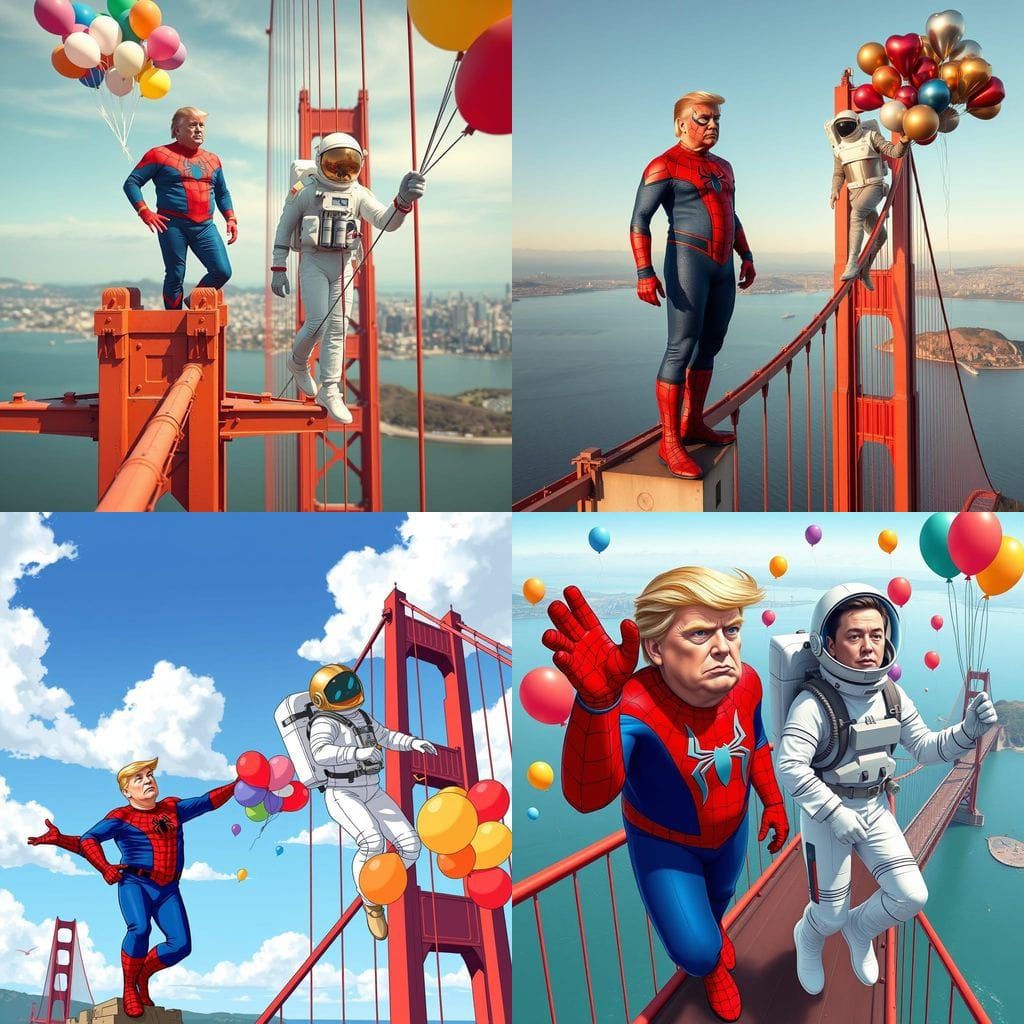 Golden Gate Bridge Heroes in Space Age Style