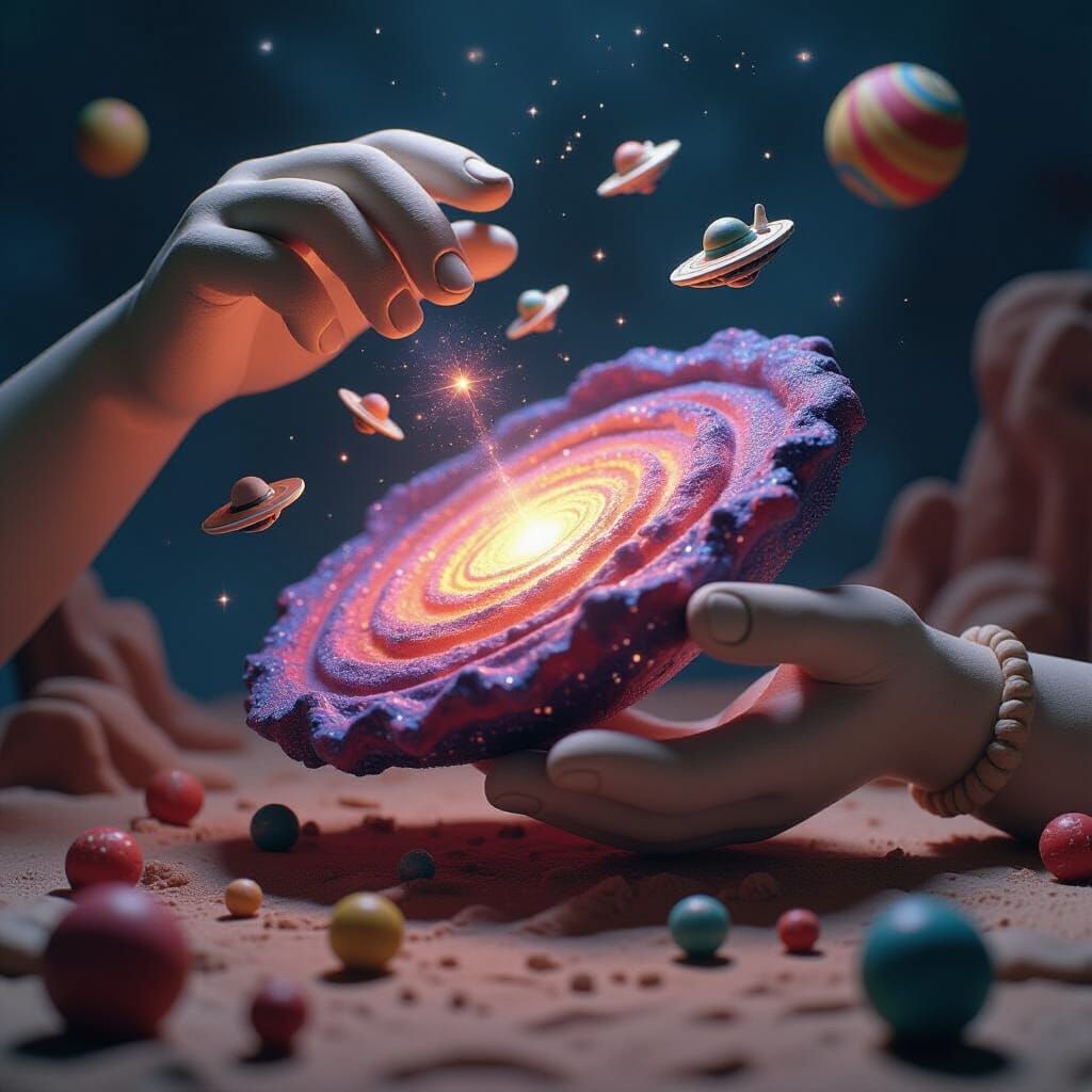 Clay Hands Create Miniature Galaxy in Stop-Motion Style