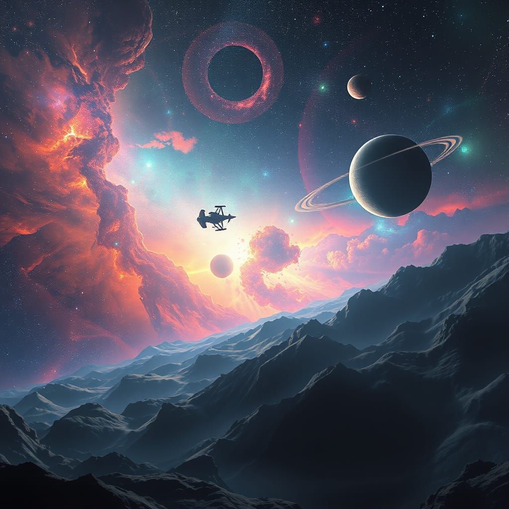 Cosmic Landscape in Science Fiction Style