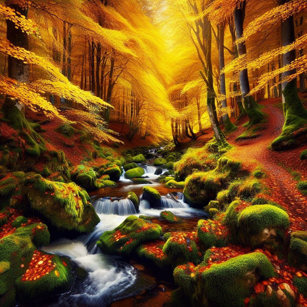 Autumn Woodland Creek Landscape