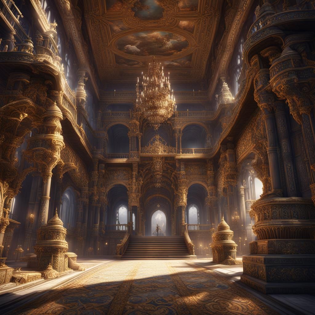 Fantastical Palace Matte Painting in Deep Color