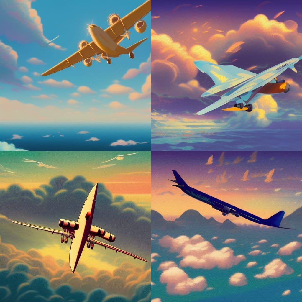 Aircraft Lifts Off: Modern Art in Pastel Colors