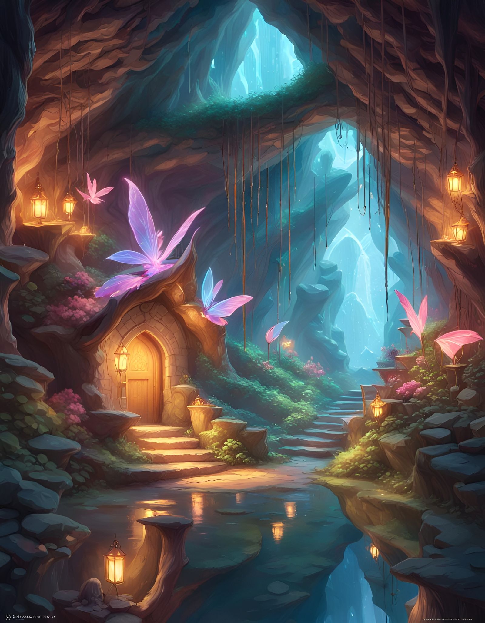 Magical Fairy Cavern with Cosmic Lights
