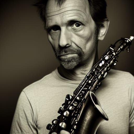 Saxophone Player Portrait in Ambient Light