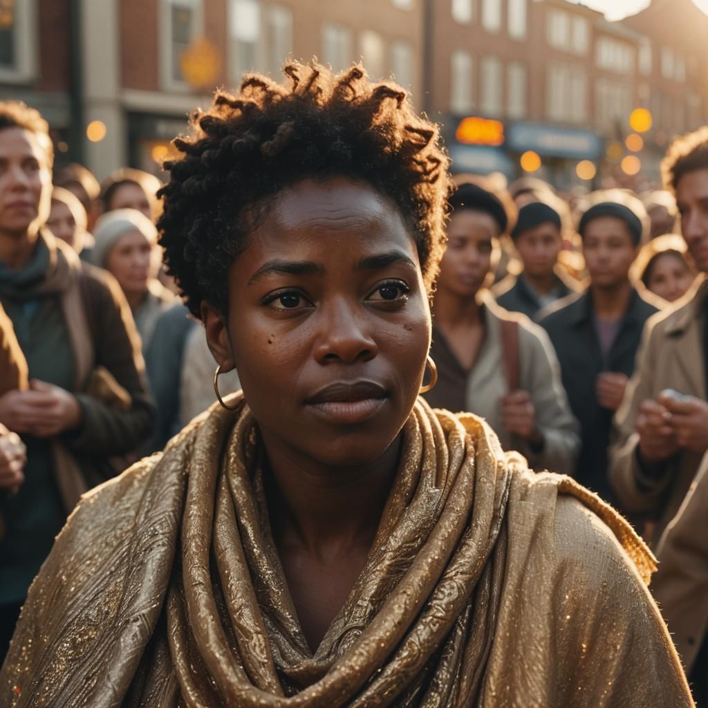 Confident Woman Planning Escape: Cinematic Film Still