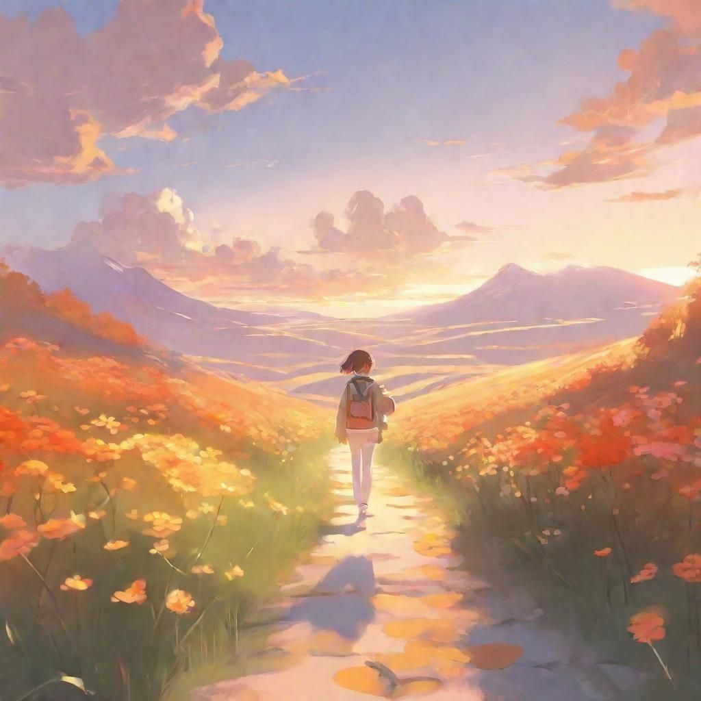Path to Self-Care in Pastel Anime Style