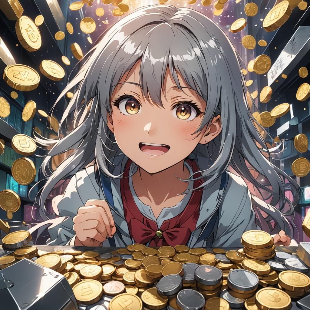 Anime Girl Opens Safe Full of Silver and Gold