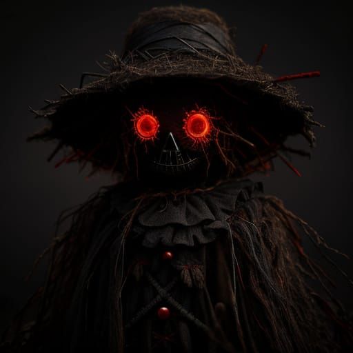 Eerie Cursed Straw Doll in Abstract Expressionism