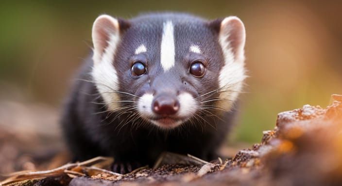 Furious Marbled Polecat Glaring from Trench