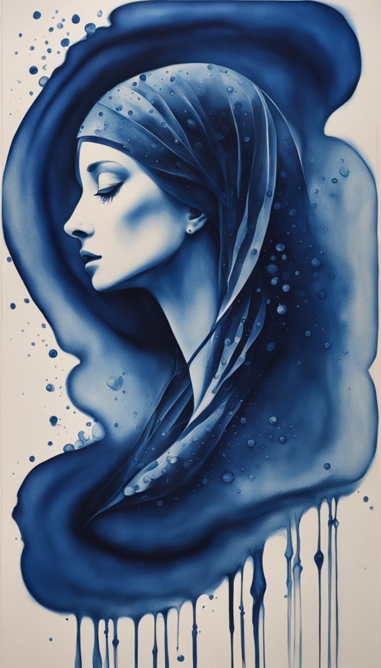 sensual delicate accomplished Modern Art cyanotype Virgo's T...