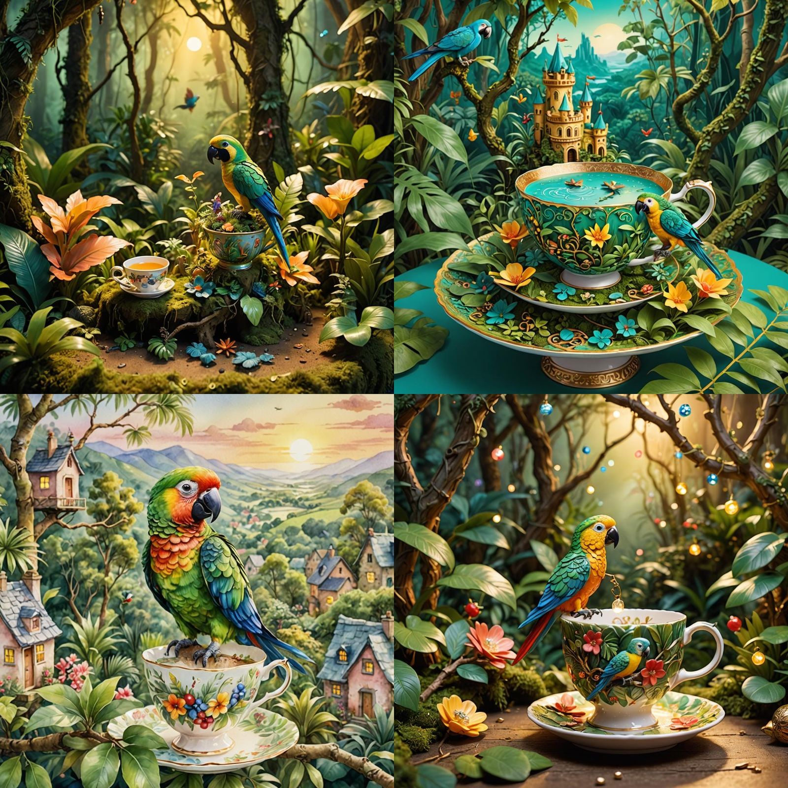 Miniature Fantasy Landscape Spills From Teacup