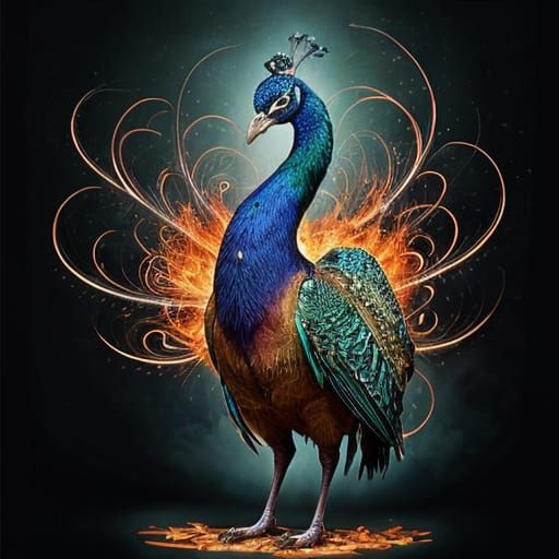 Fiery Peacock: AI Generated Image