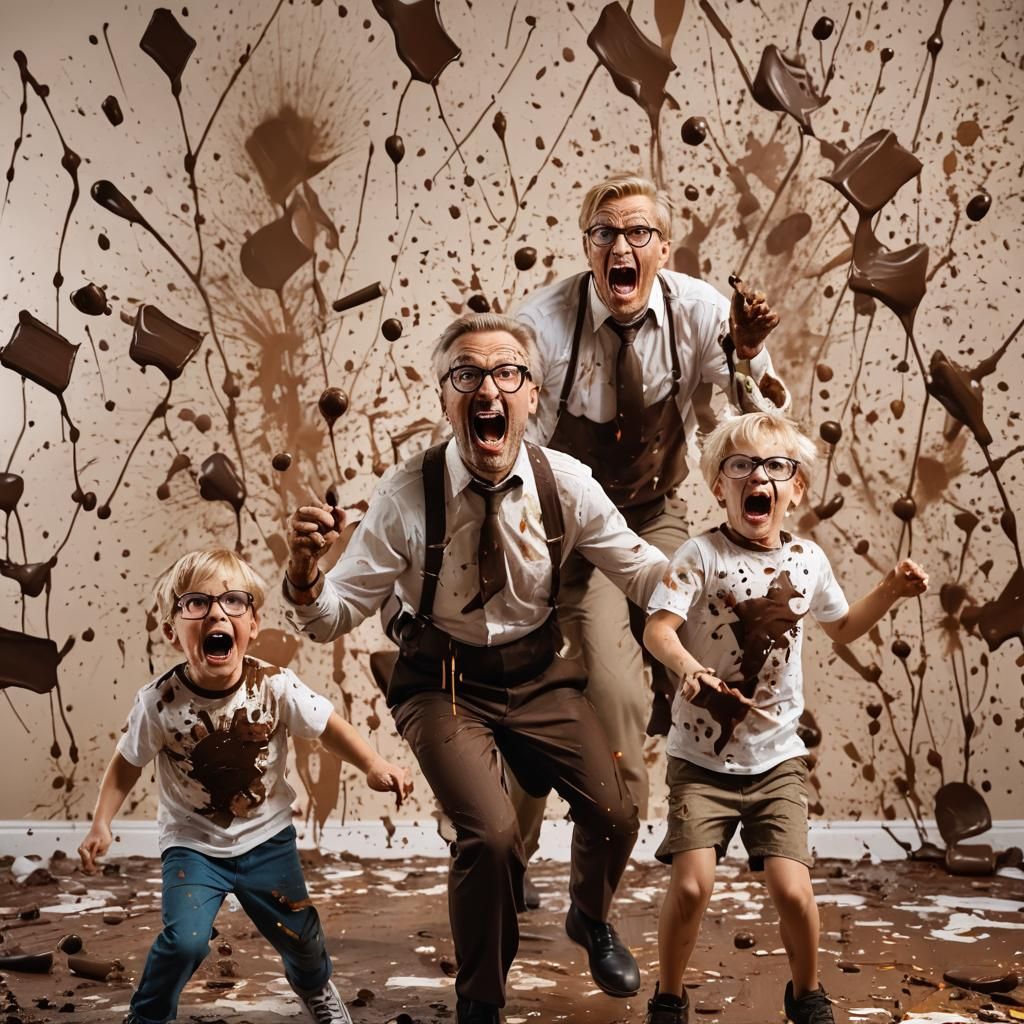 Stressed Father with Children's Mess