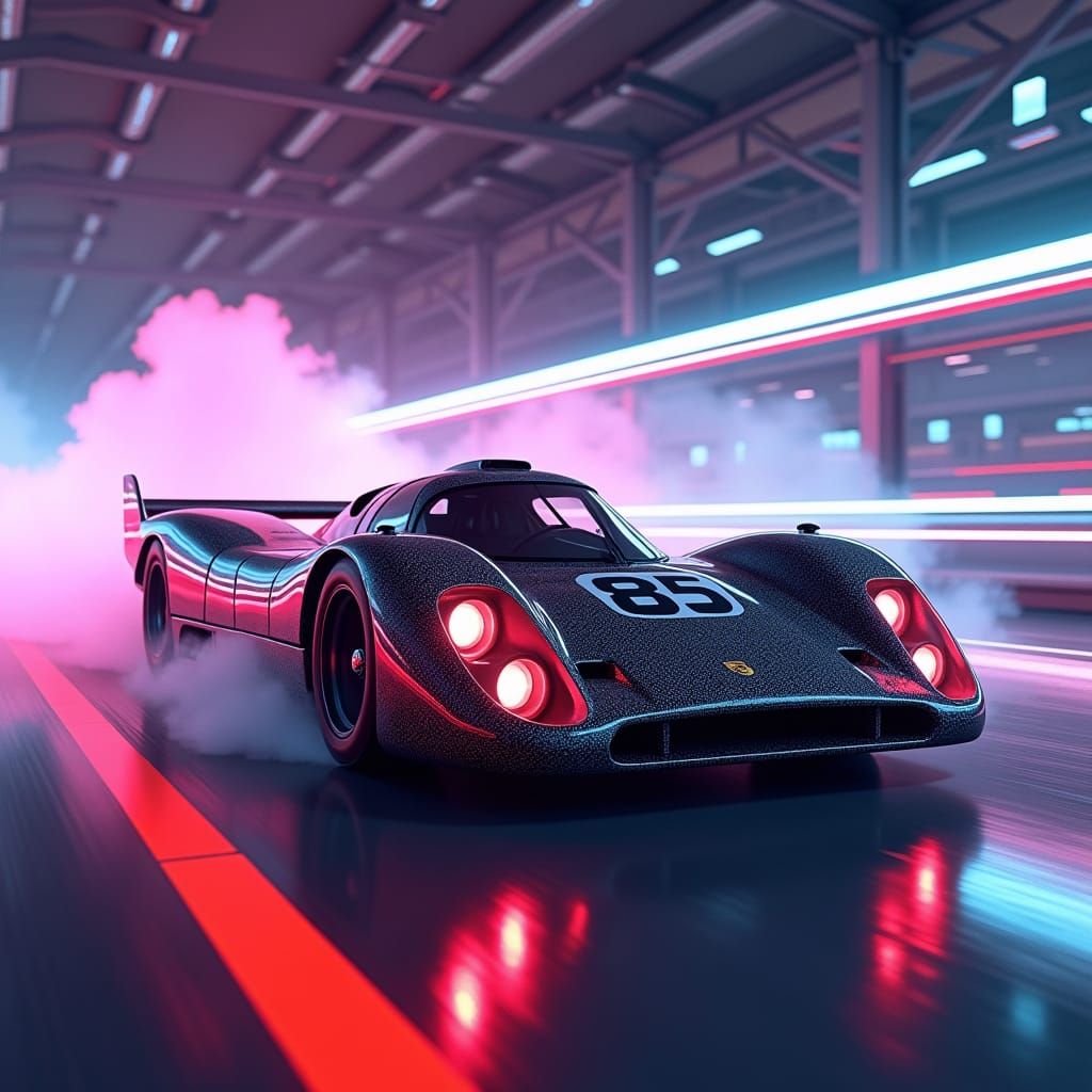 Futuristic Porsche 917 Carbon Fiber Matte Painting