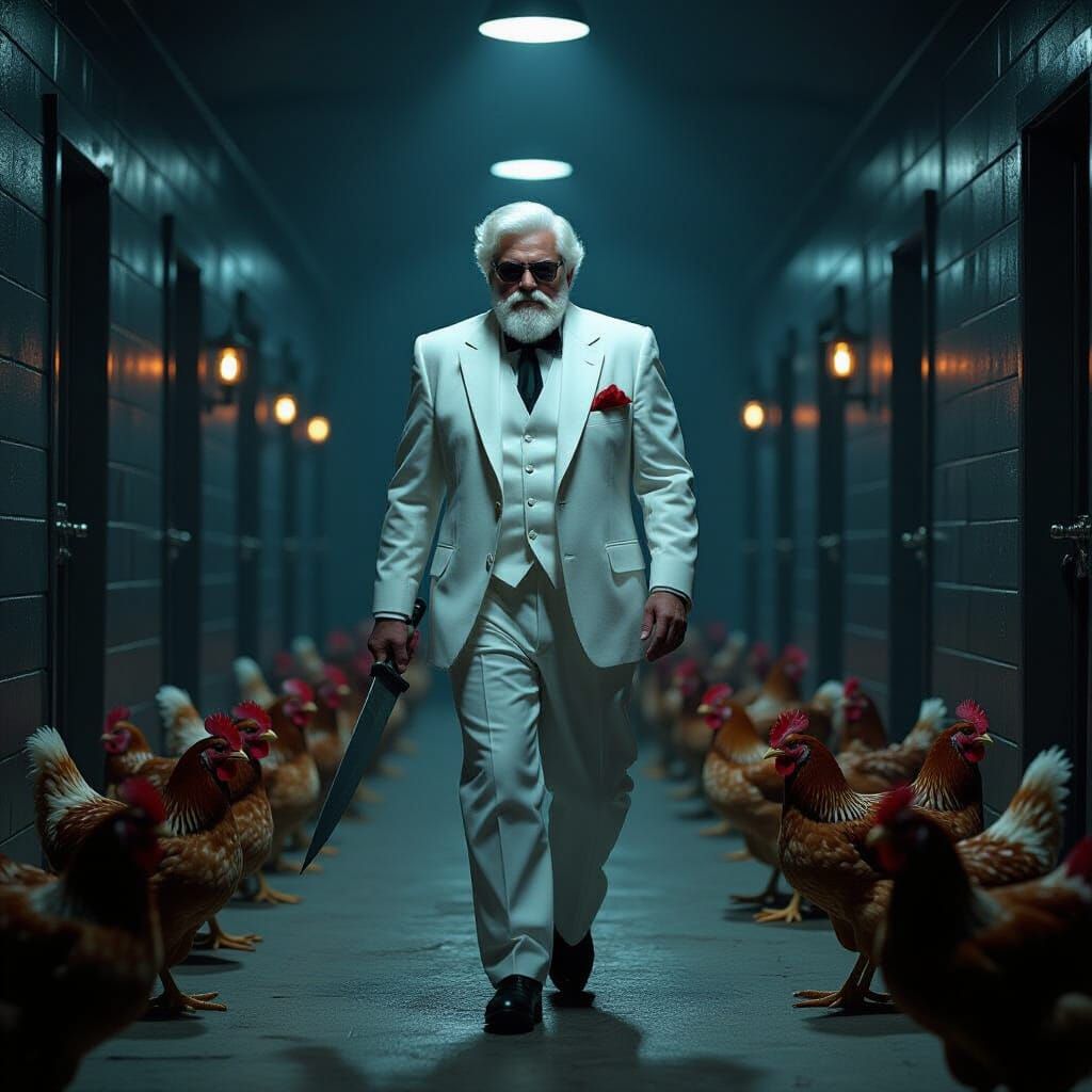 Eerie Colonel Sanders Halloween Horror Scene