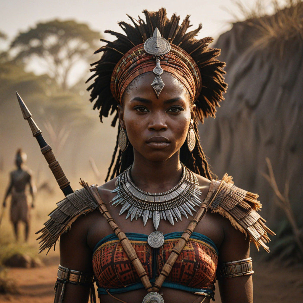Africana Warrior in Traditional Regalia