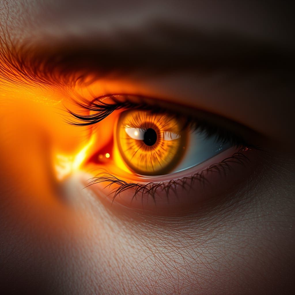 Intense Human Eye Gaze in Cinematic Light