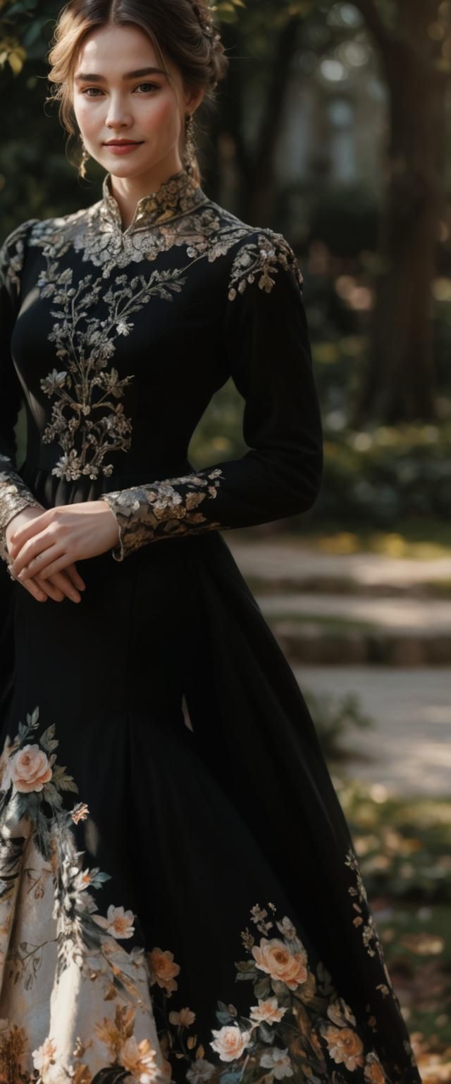 Impressionist Portrait of a Beautiful Woman in Garden