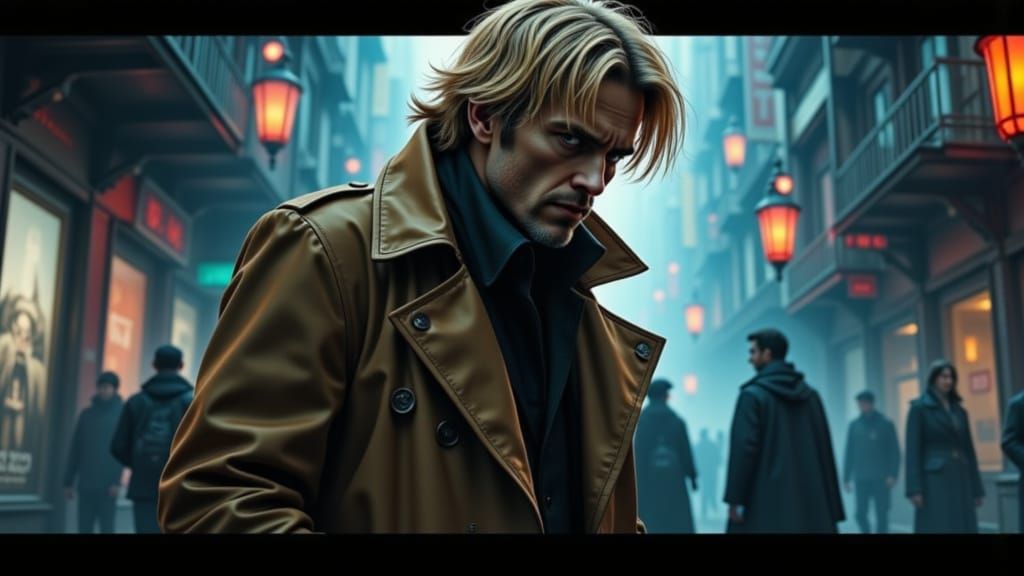 John Constantine in Cyberpunk Hokusai Style