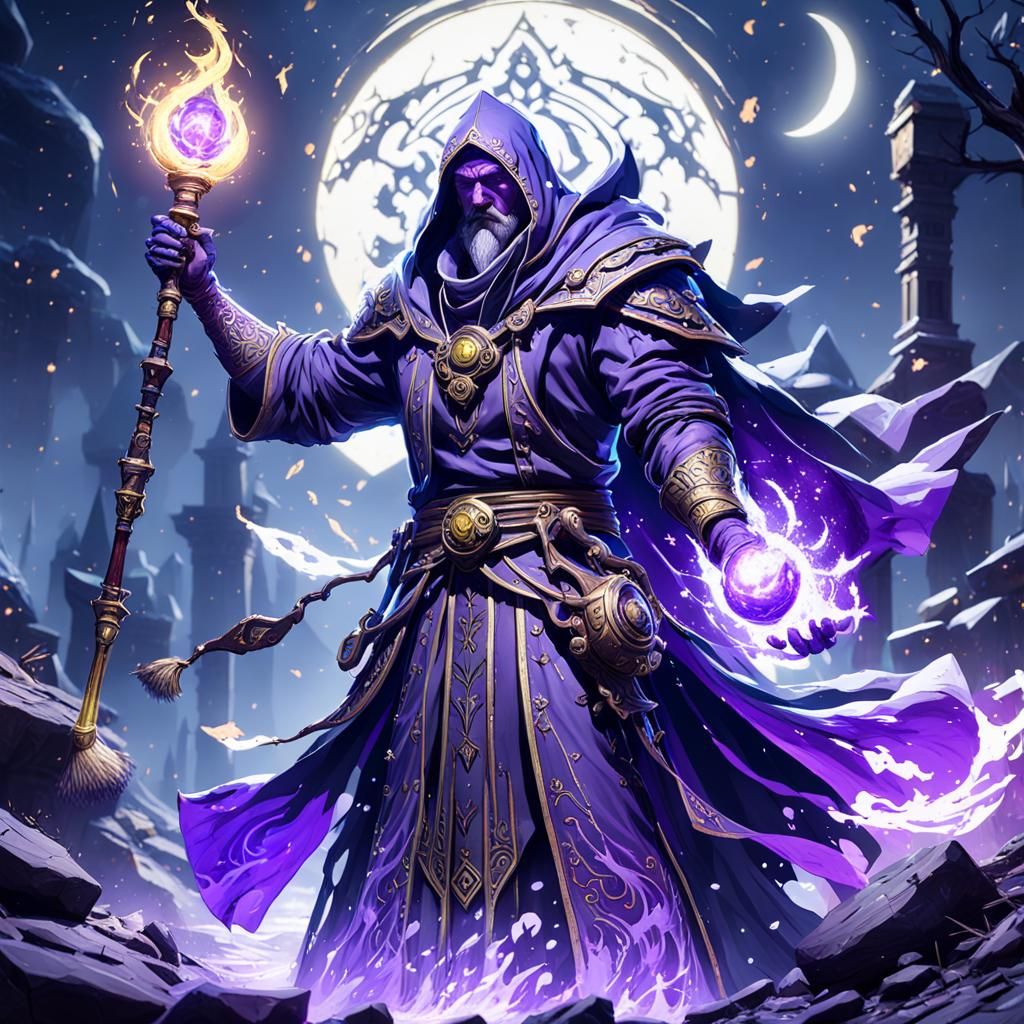 Holy Mage Casting Spell: Dark Fantasy Concept Art