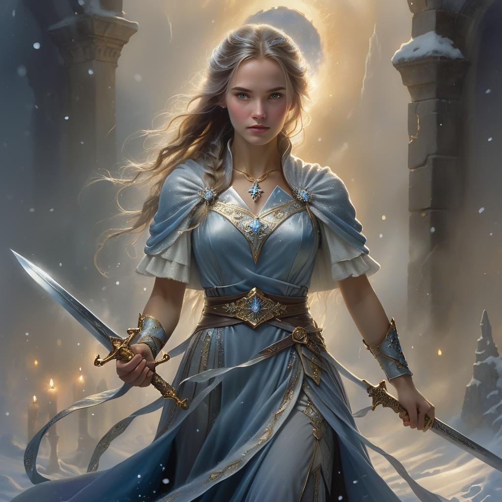 Ethereal Woman Conjures Ice and Snow