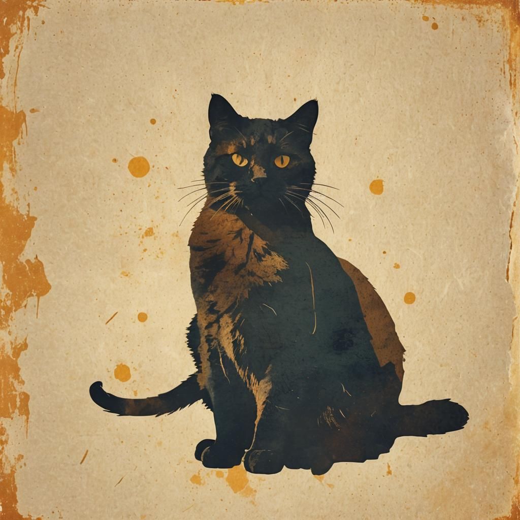 Retro Minimalist Cat Silhouette Graphic Design