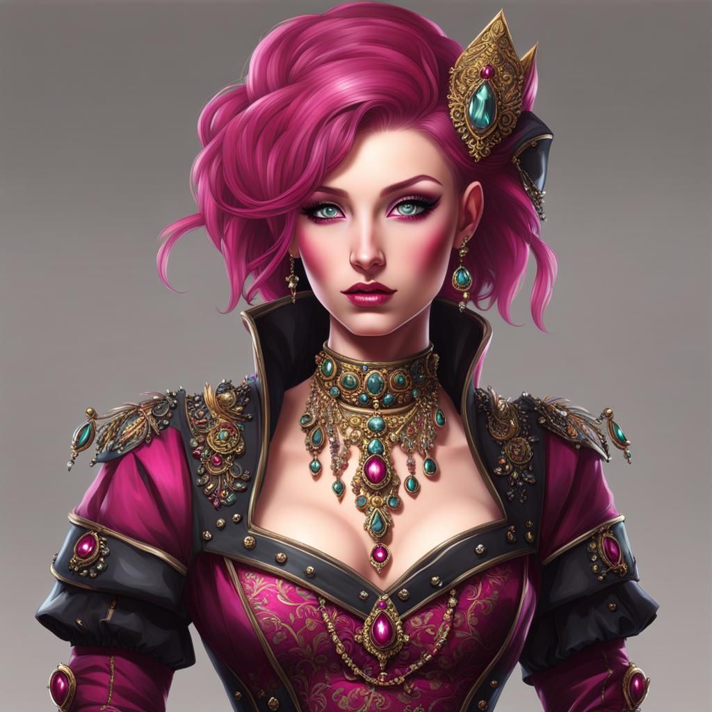 Punk Medieval Princess with Spiky Magenta Hair
