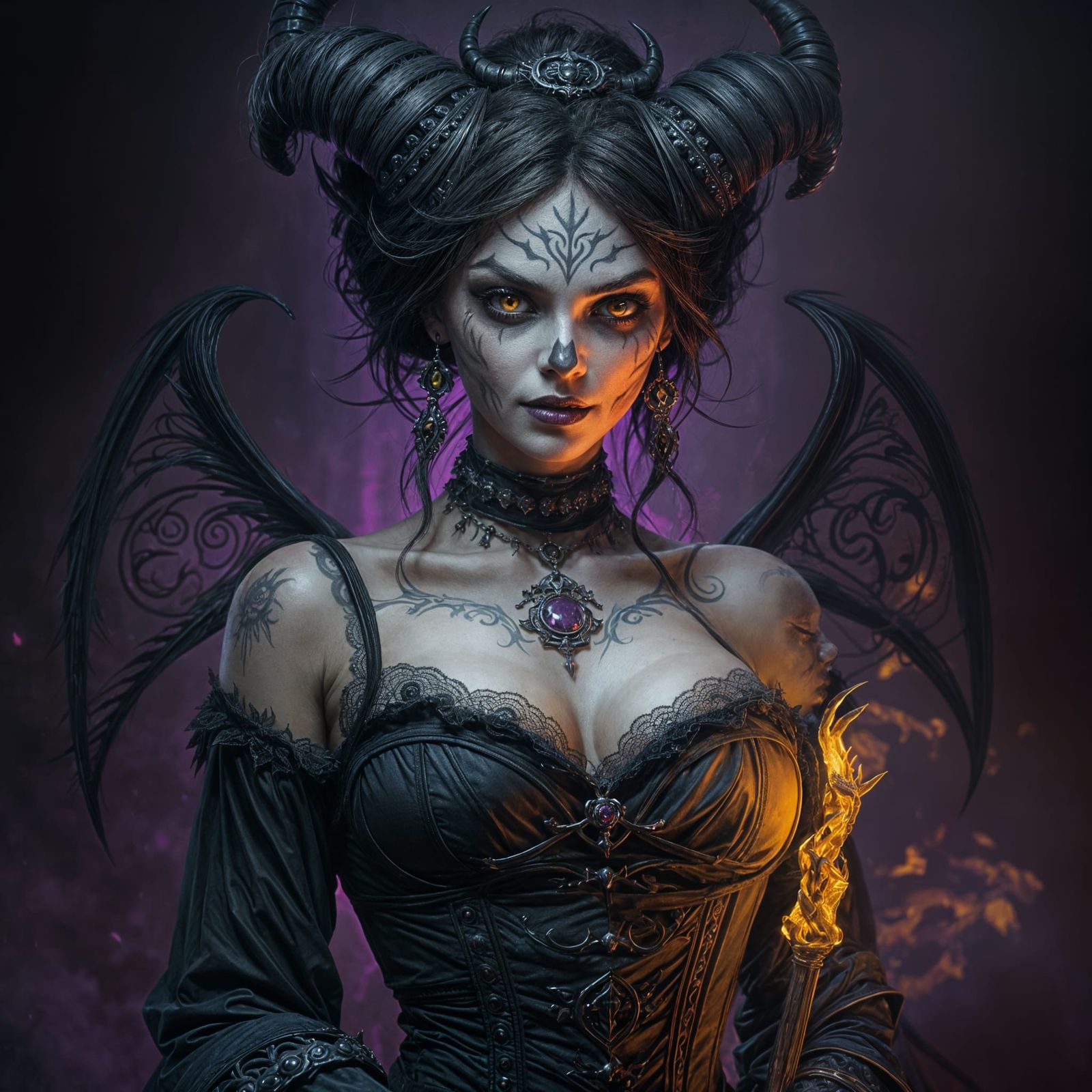 Dark Fantasy Demon Woman Unveils Her Mystical, Sugar Skull-I...