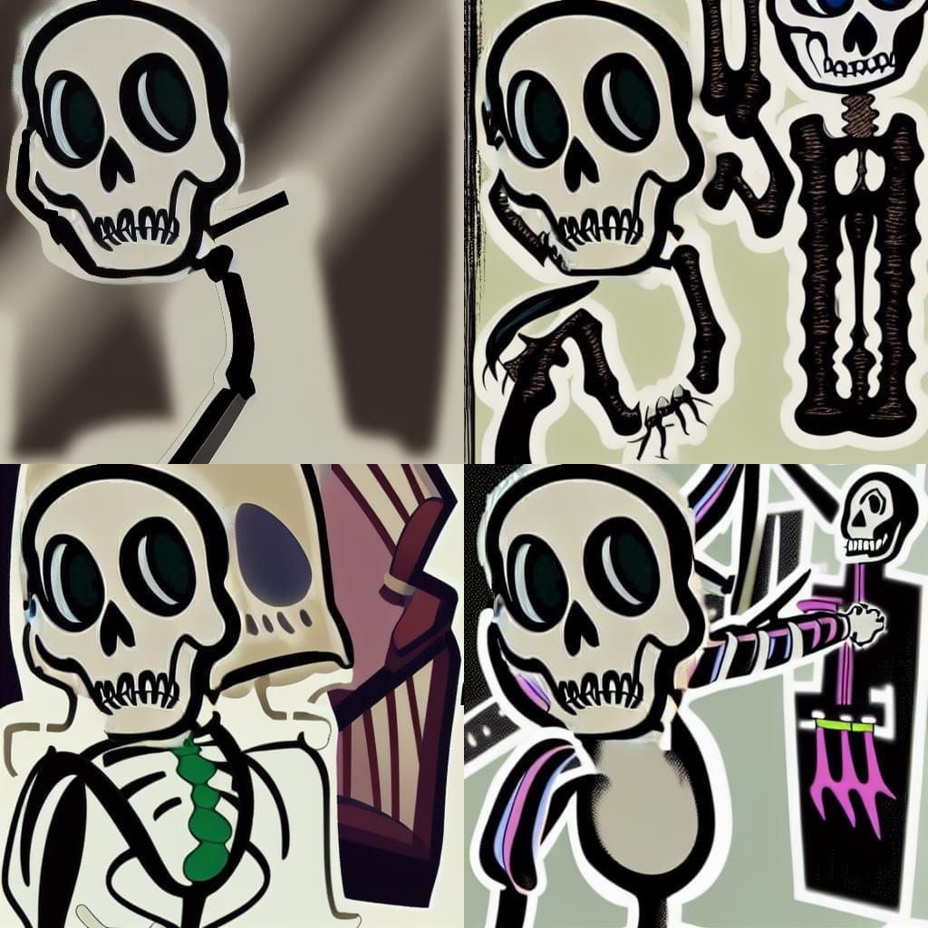 Cloaked Skeleton in Fleischer Animation Style