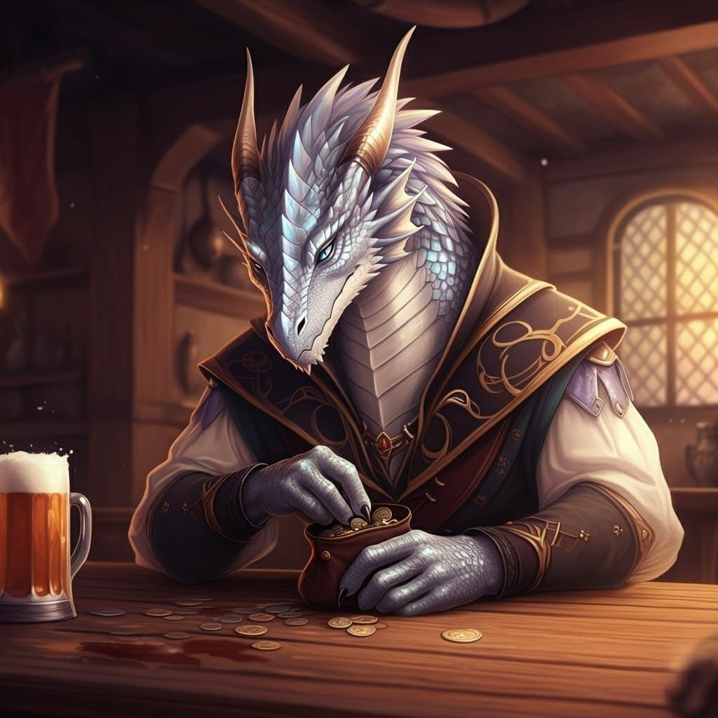 Silver Dragonborn Bard