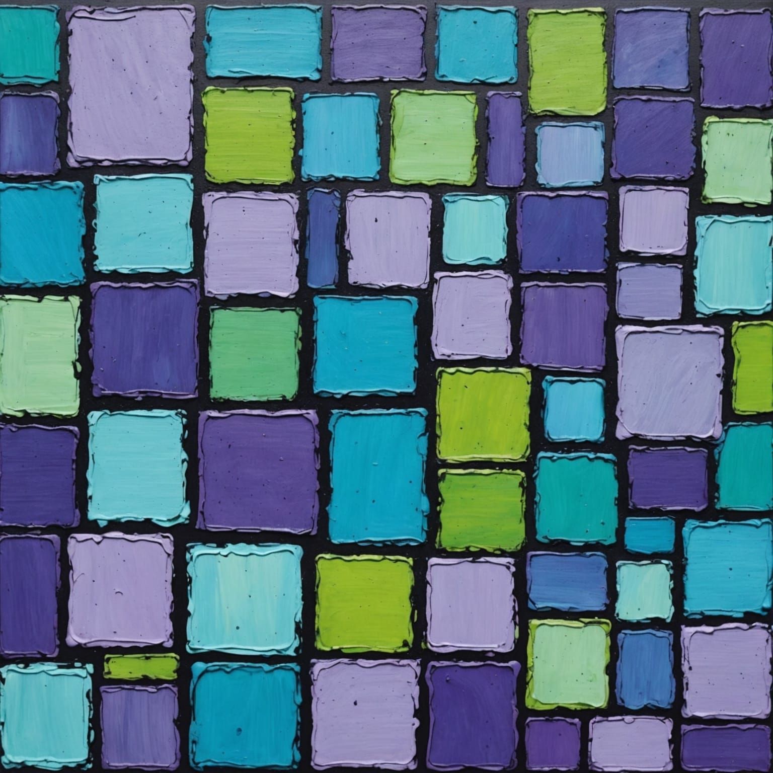Abstract Colorful Squares Pattern Oil Painting