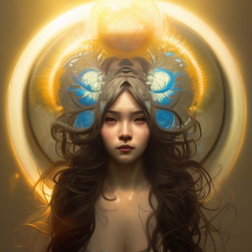 Yin Yang Girl Portrait: Detailed Concept Art