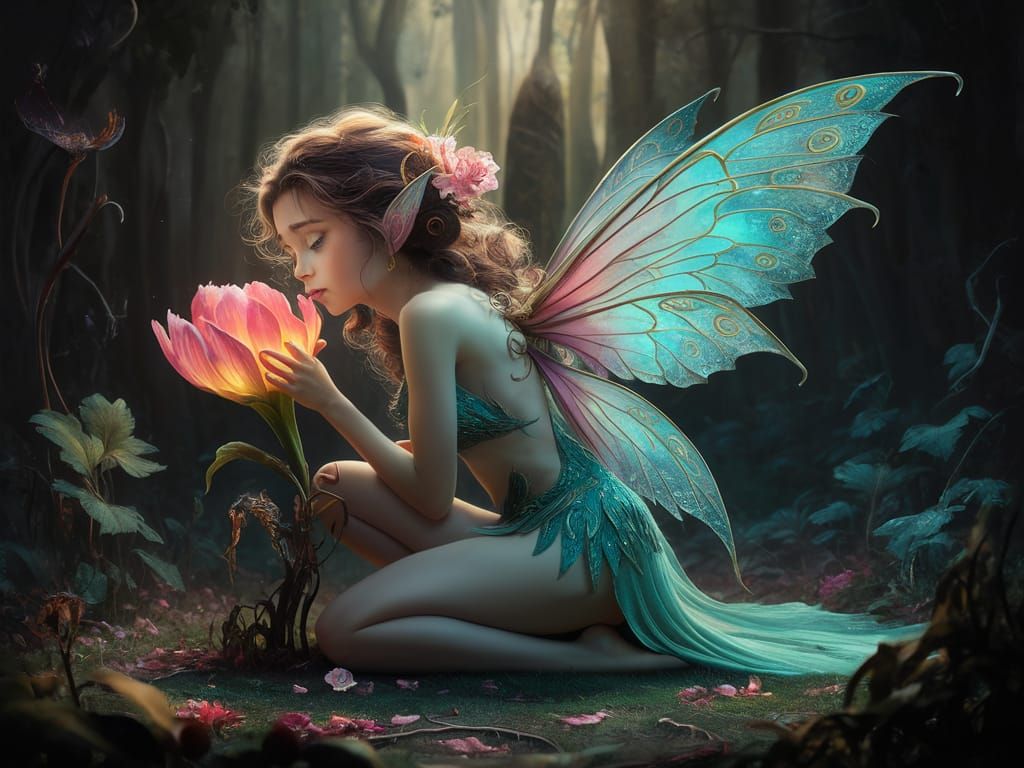 Ethereal Fairy in Bioluminescent Weeping