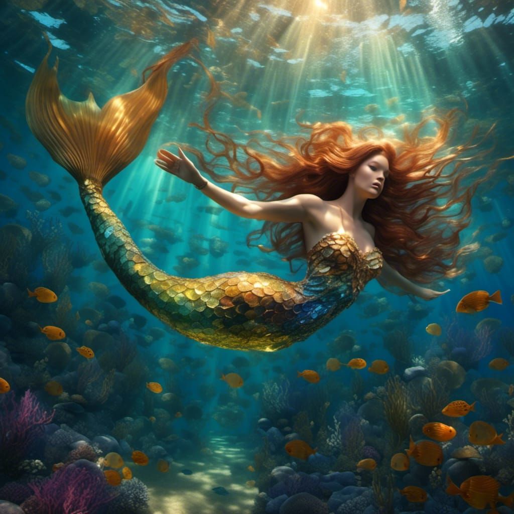 Iridescent Mermaid in Sunlight Using Liquid LoRA