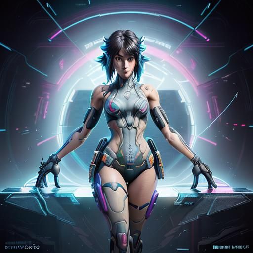 Nintendo Switch Girl in Cyberpunk Anime Style