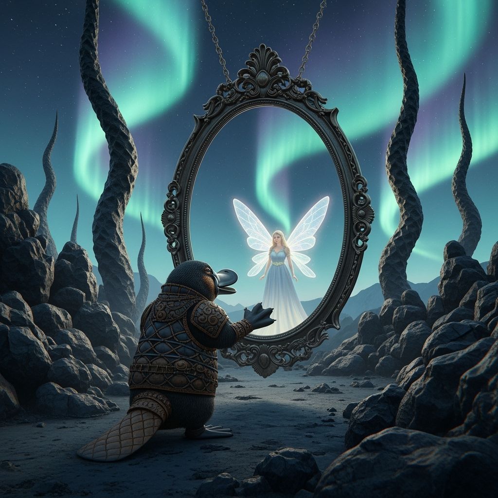 Armored Platypus and Fairy Reflection in Optical Surrealism