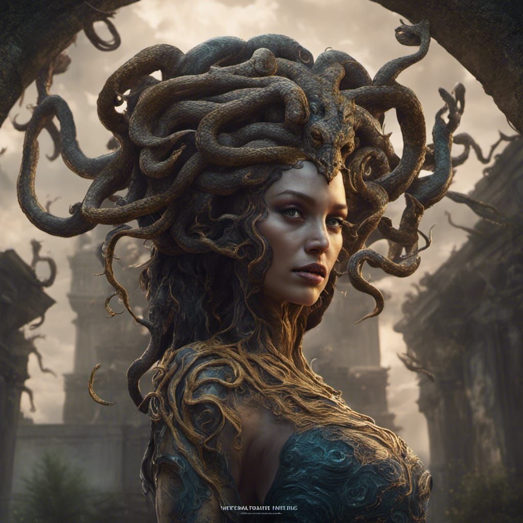 Detailed Matte Painting of Medusa in Unreal Engine