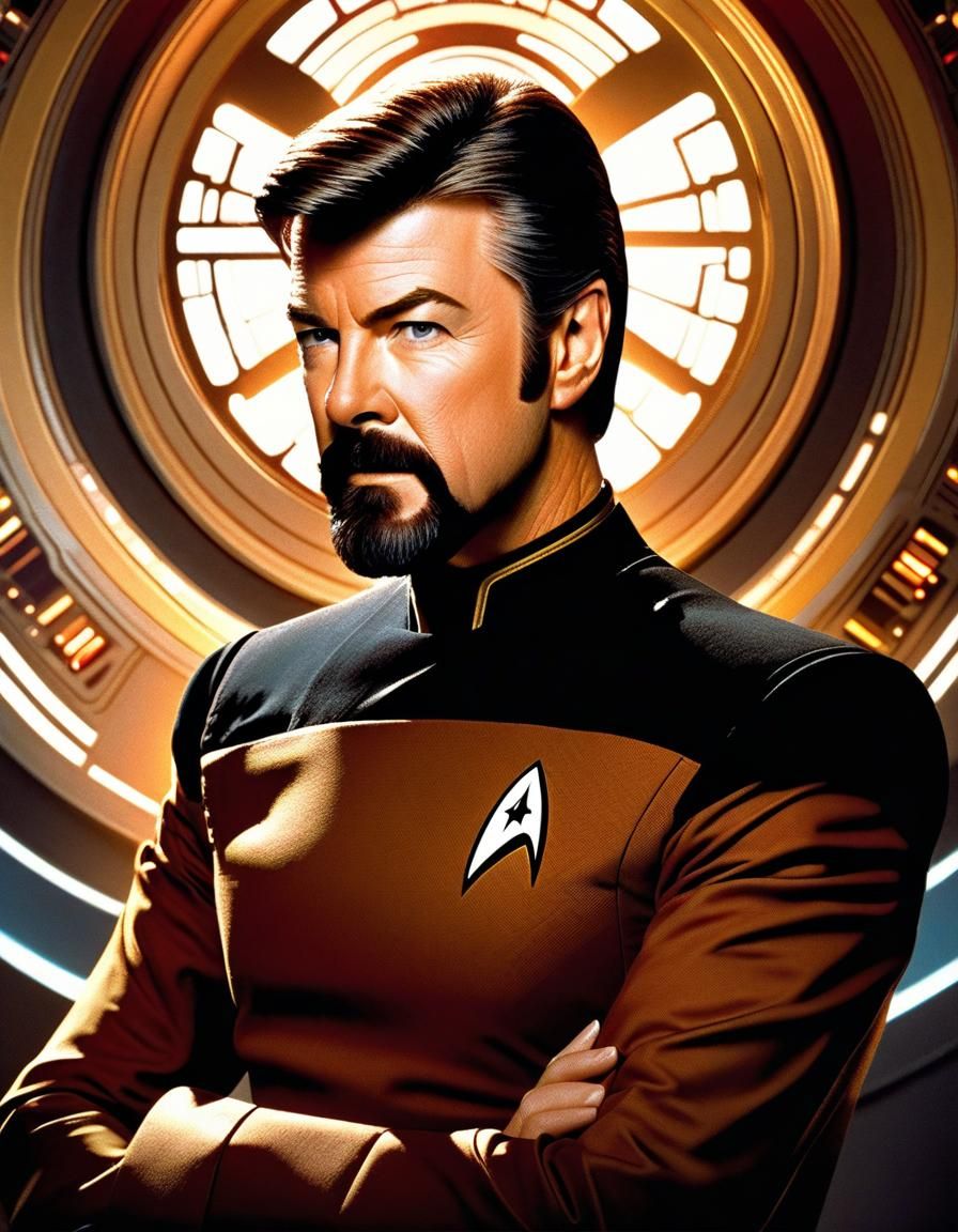 Hyperrealistic Portrait of Commander Riker from Star Trek