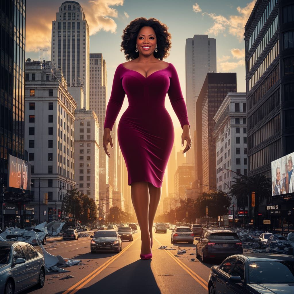 Oprah Winfrey as a Giant, Striding Through Los Angeles