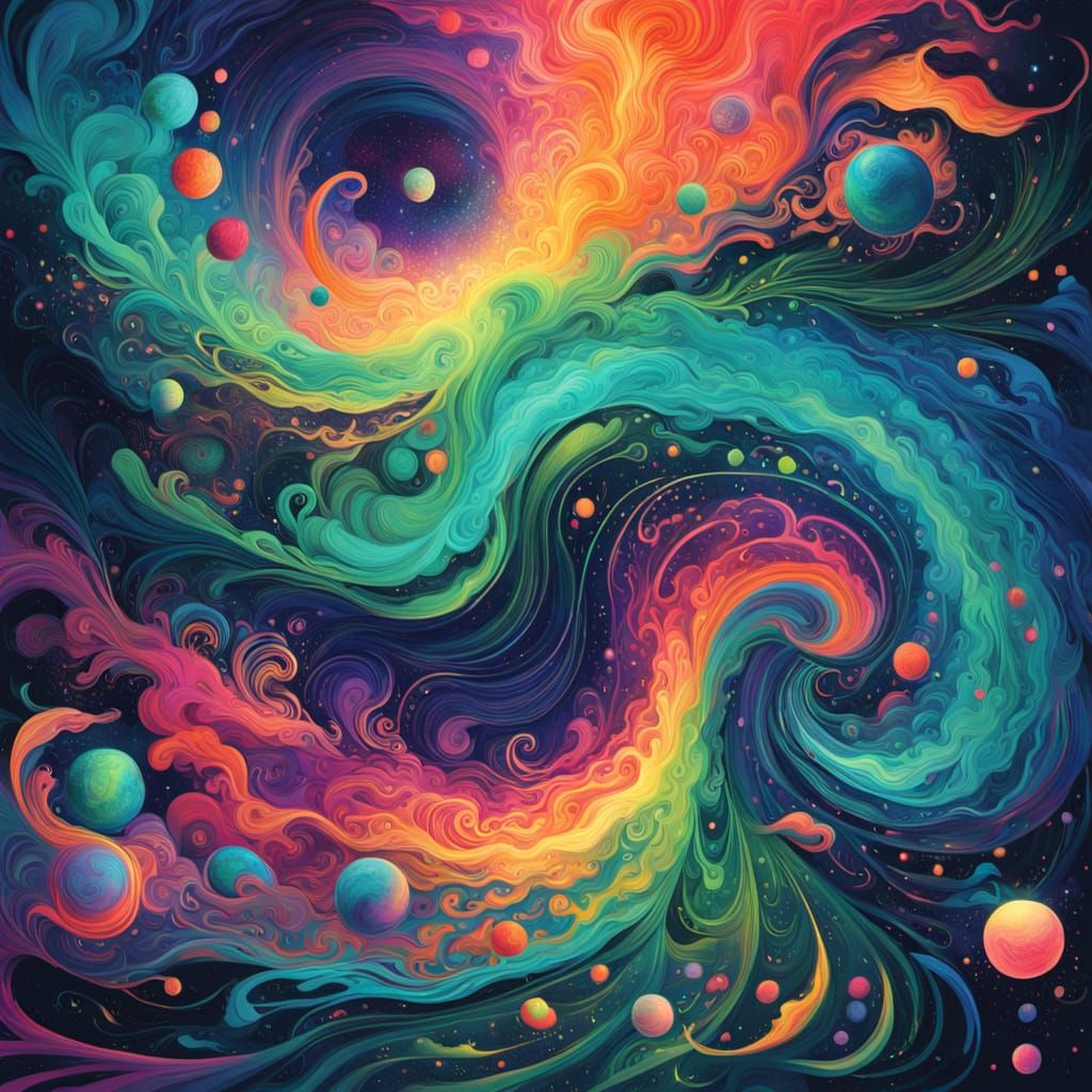 Ethereal Cosmic Being in Vibrant Starry Expanse