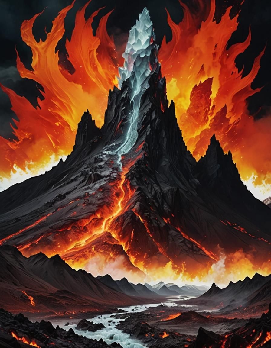 Demonic Torment in Burning Landscape, Surrealist Style