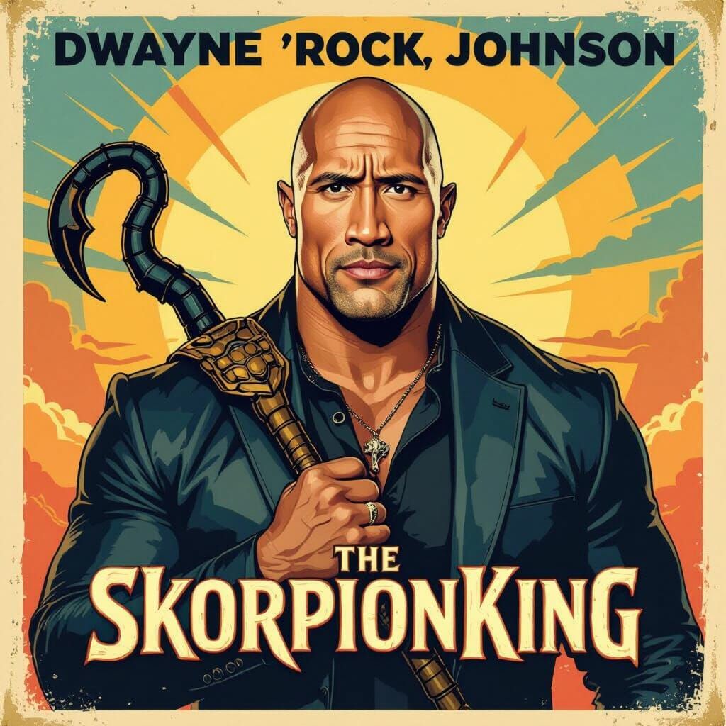 Dwayne Johnson in Scorpion King Vintage Poster