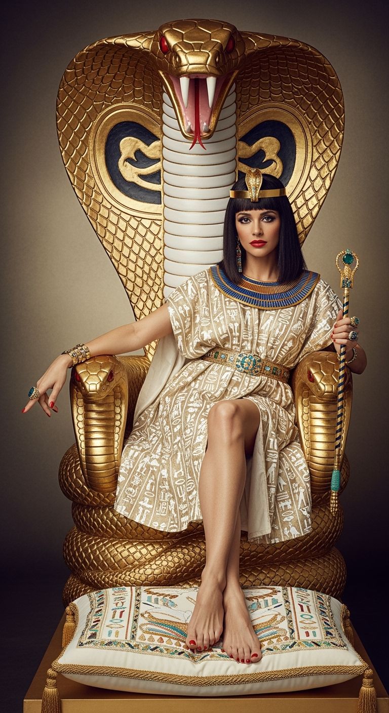 Egyptian Queen on Cobra Throne in Photography Style