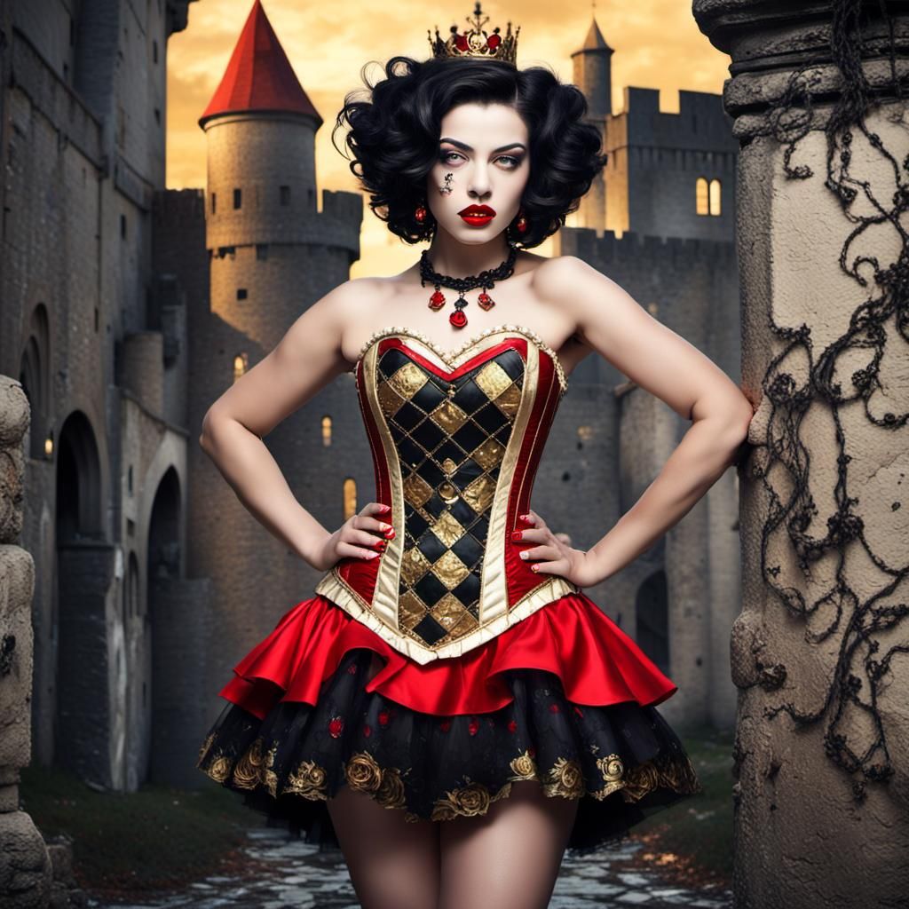 Gorgeous Queen of Hearts in Graffiti Art Style